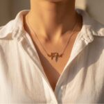 گردنبند طلا با پلاک قلب و ضربان قلب - تصویر 2